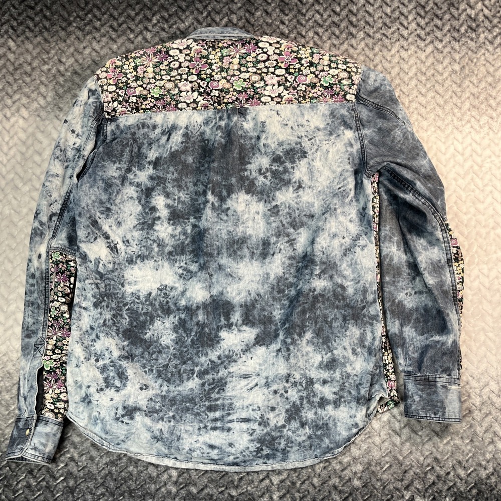 Winchester Premium Pearl Snap Shirt Men's L Western Floral Print Denim Retro L/S - Picture 11 of 12